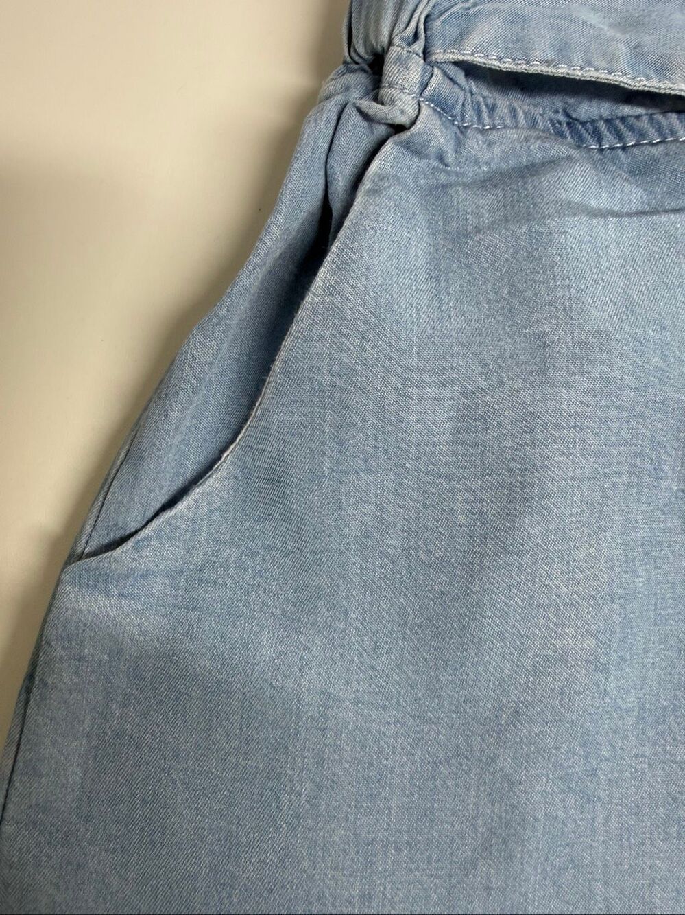 Thread & Supply Chambray Tie Waist Shorts Light Blue Junior Size Large - Picture 5 of 11